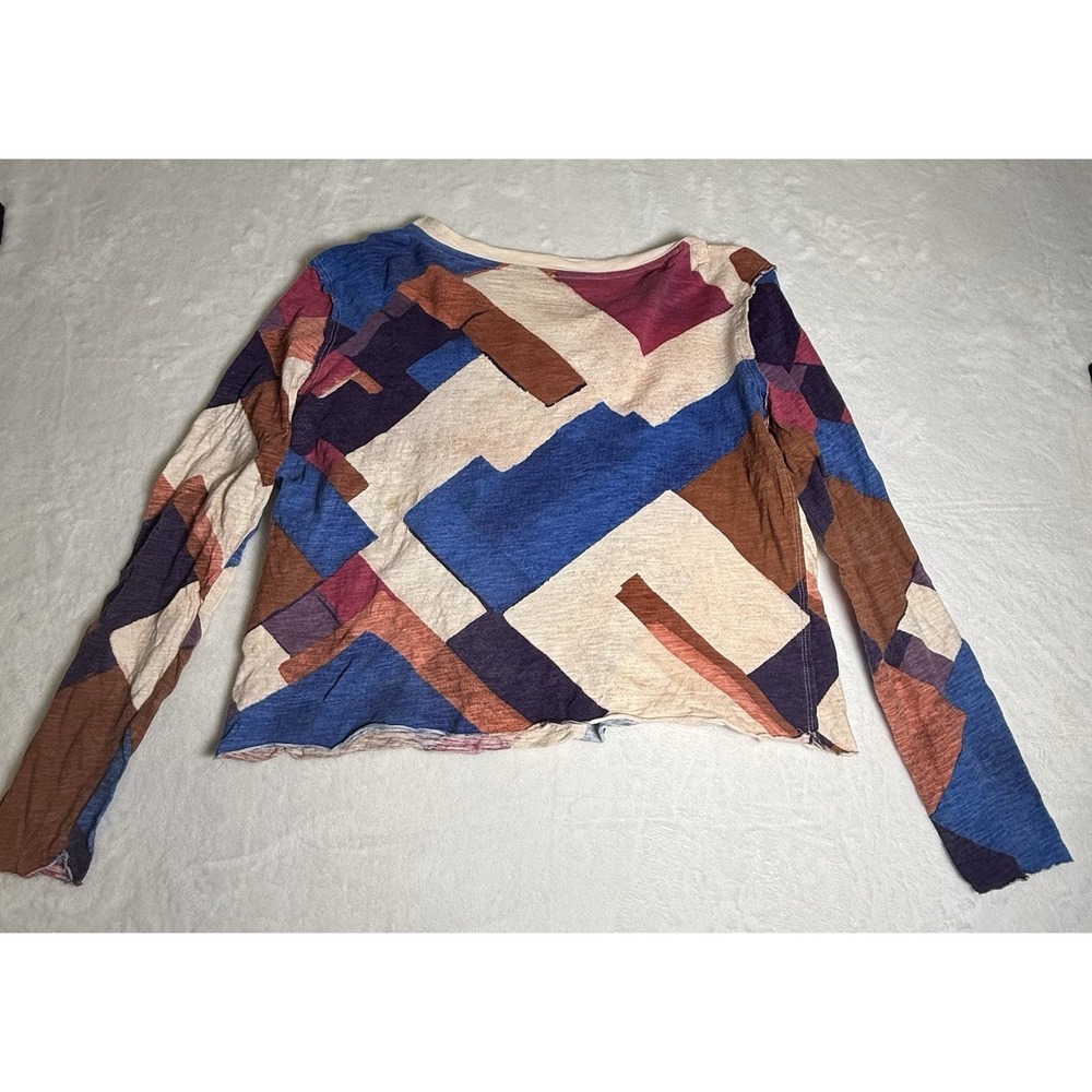 Maeve Long Sleeve Geometric  Cropped Tshirt Size Medium - Picture 2 of 5